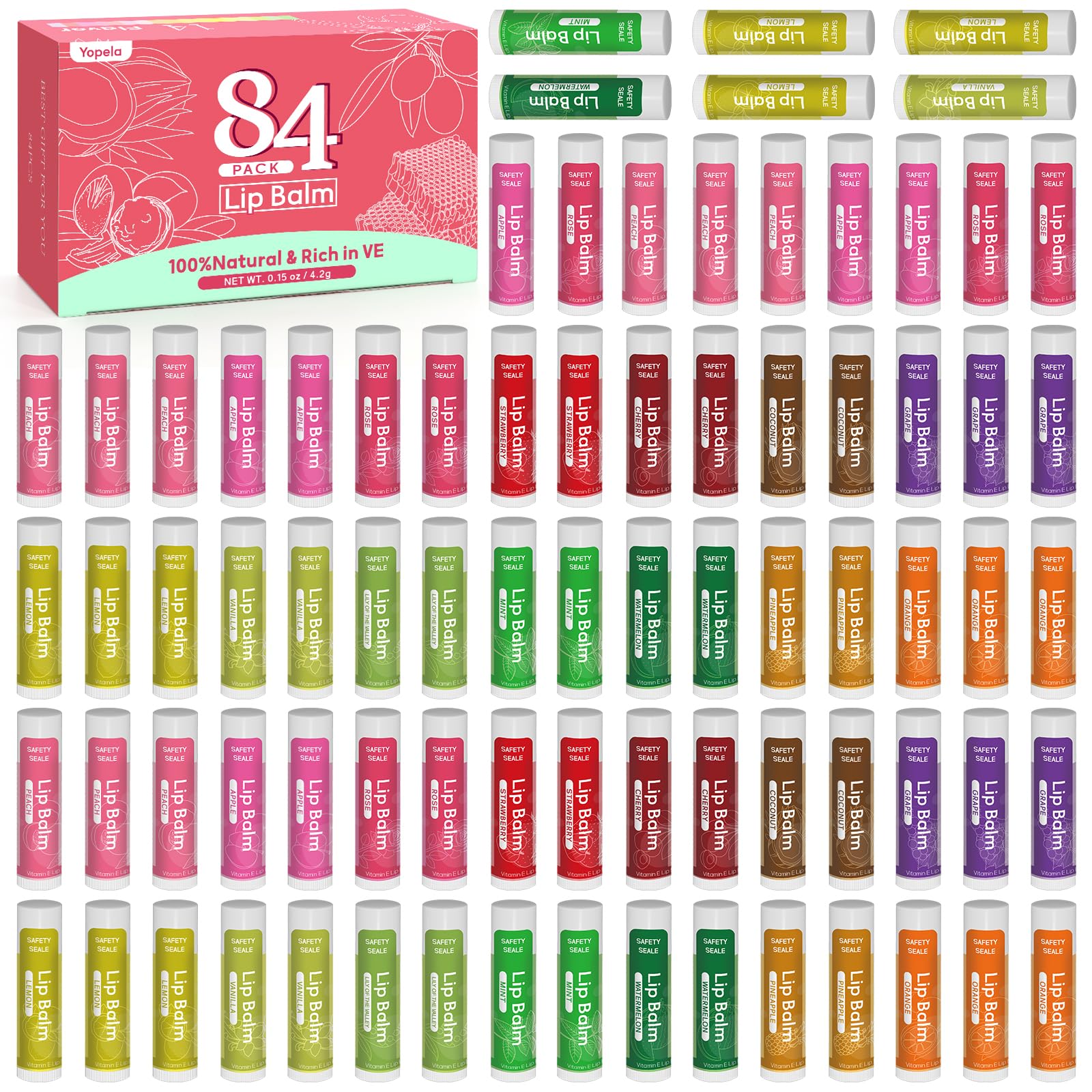 Amazon.com : Yopela 84 Pack Lip Balm Bulk Variety Set,14 Flavors